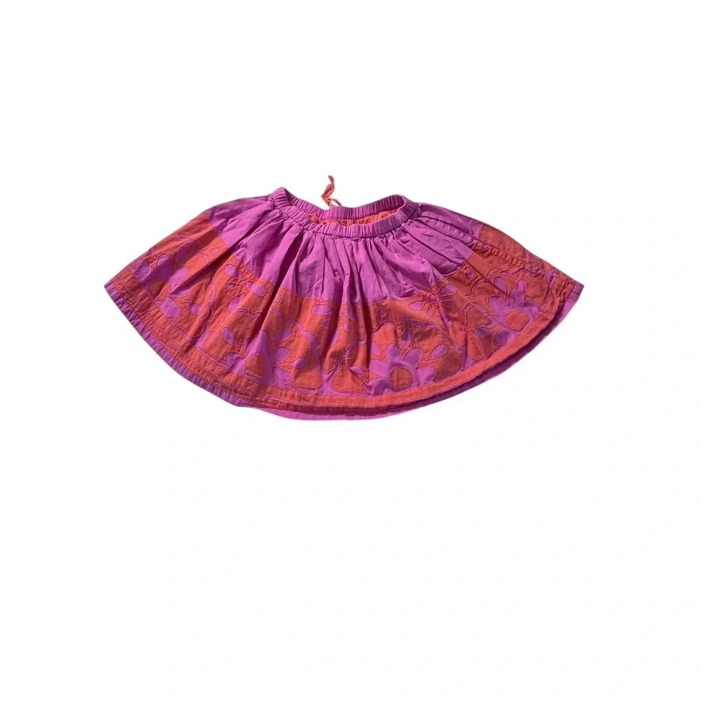 Girls Mini Boden Pink Corduroy Floral Lined Twirl skirt 5-6 k188